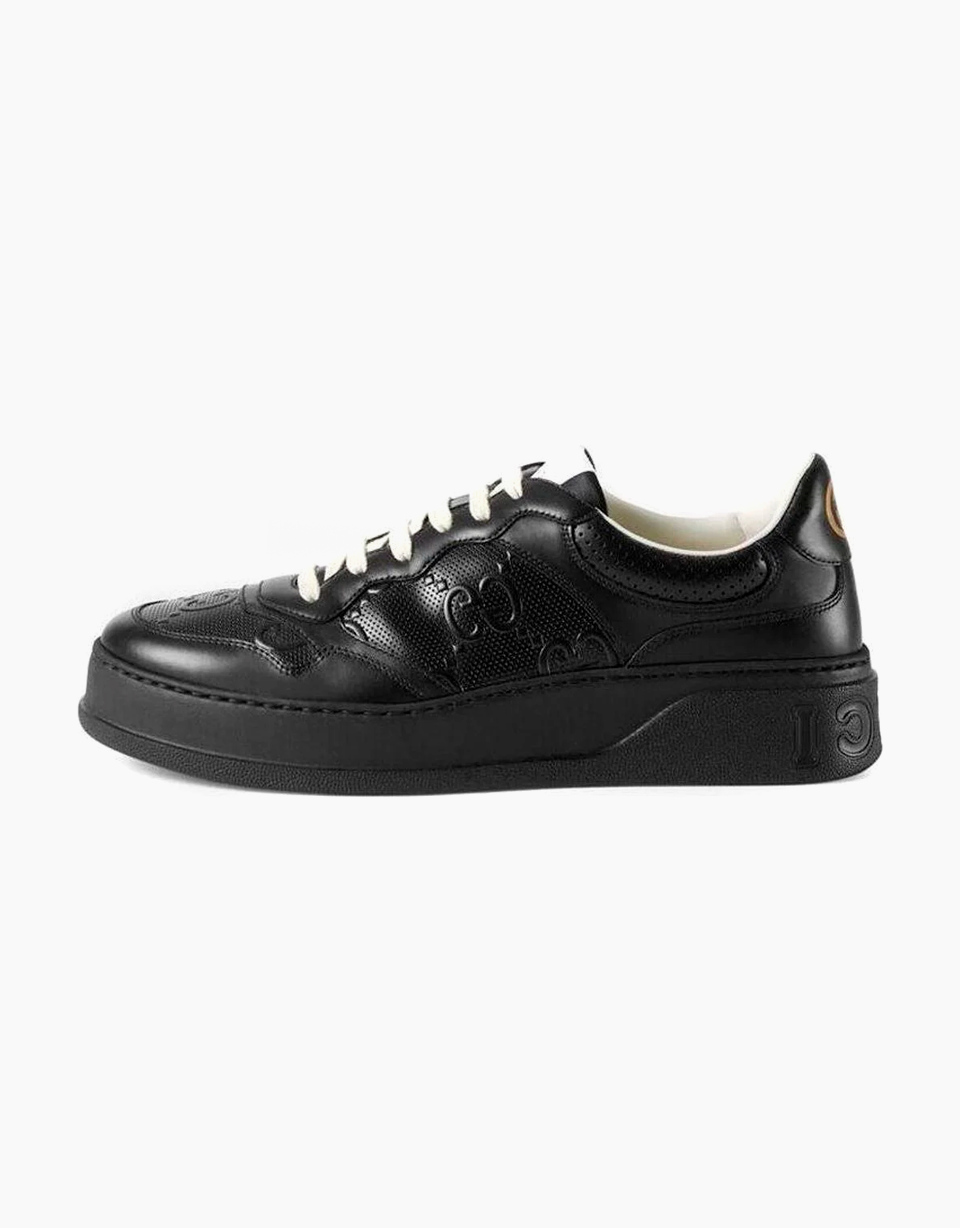Gucci Men's Black Gg Embossed Trainer Leather